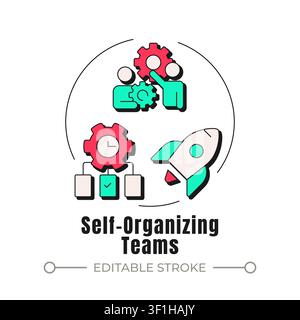 Self organizing teams neubrutalism concept icon Stock Vector