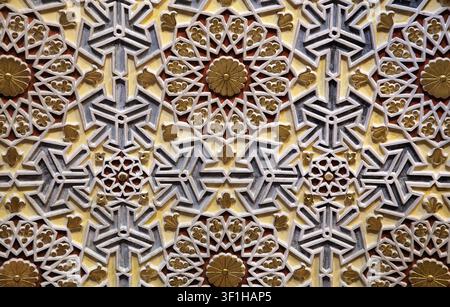 Colorful tiles show detailed patterns and designs on a wall in Sintra. Stock Photo