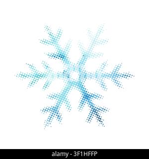 snowflake made of dots halftone object Hand drawn. Not AI, vector illustration. Stock Vector