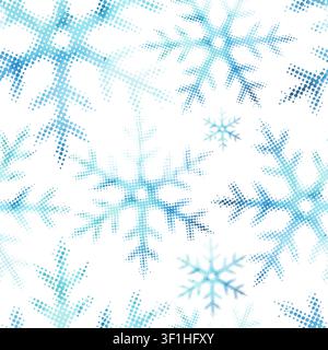 snowflake made of dots seamless pattern Hand drawn. Not AI, vector illustration. Stock Vector