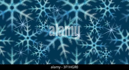 snowflake made of dots seamless pattern Hand drawn. Not AI, vector illustration. Stock Vector