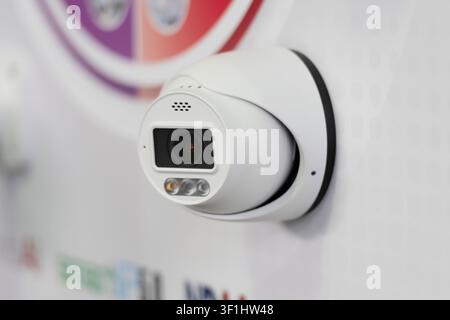 Collection of modern CCTV security cameras for smart video surveillance, property protection, access control and intelligent monitoring in residential Stock Photo