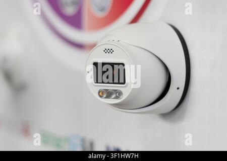 Collection of modern CCTV security cameras for smart video surveillance, property protection, access control and intelligent monitoring in residential Stock Photo