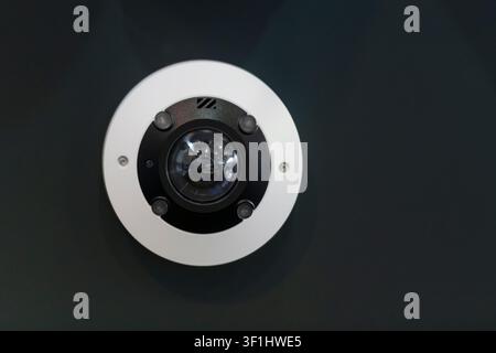 Close-up of a modern CCTV security camera installed for professional video surveillance. Advanced smart monitoring solution featuring high-resolution Stock Photo