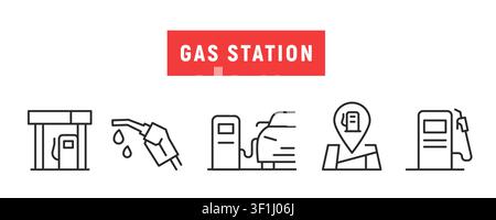 Gas Station Icons Set Stock Vector