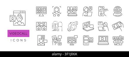 Videocall Icons Set Stock Vector
