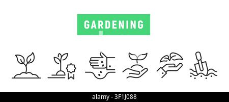 Gardening Icons Set Stock Vector