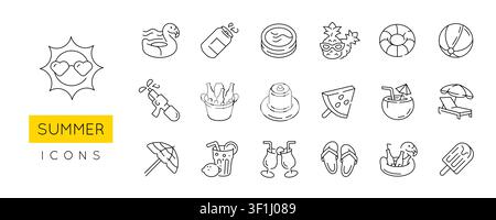 Summer Icons Set Stock Vector