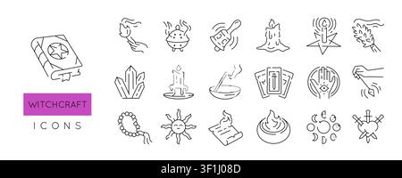 Witchcraft Icons Set Stock Vector