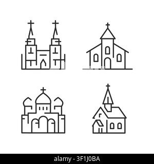 Church Icons Set Stock Vector