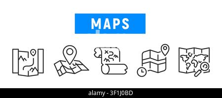 Maps Icons Set Stock Vector