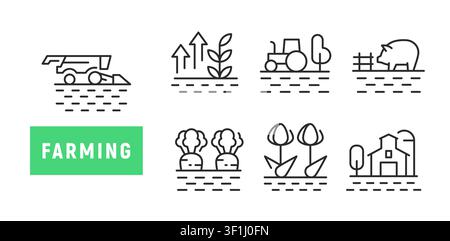 Farming Icons Set Stock Vector