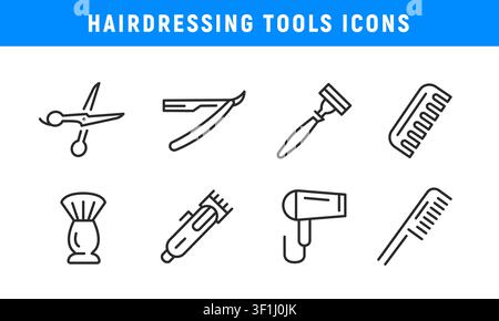 Hairdressing Tools Icons Set Stock Vector