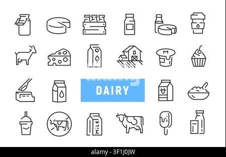 Dairy Icons Set Stock Vector