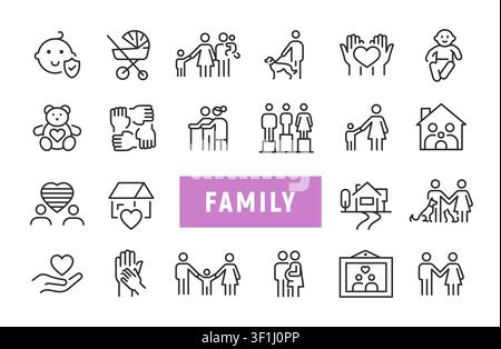 Family Icons Set Stock Vector
