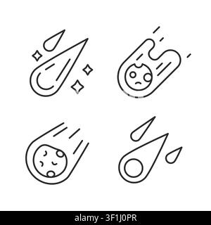 Meteor Icons Set Stock Vector