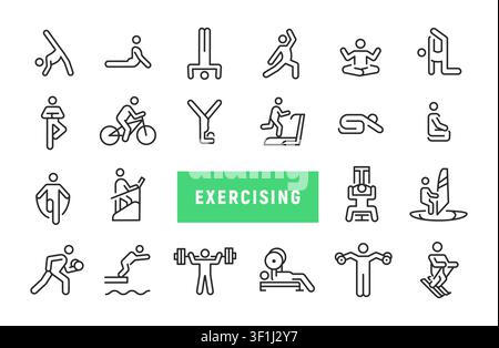 Exercising Icons Set Stock Vector