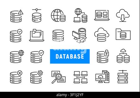 Database Icons Set Stock Vector