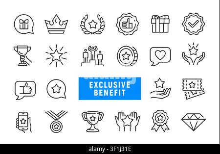 Exclusive Benefit Icons Set Stock Vector