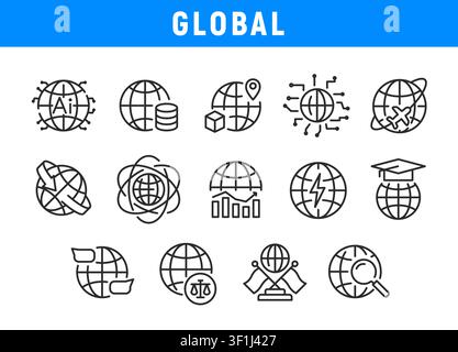 Global Icons Set Stock Vector