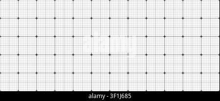Black Blueprint seamless bg grid marks overlay. Grid for motion graphic, VFX tracking markers and video effects. Printable backdrop sheet. Dots, lines Stock Vector
