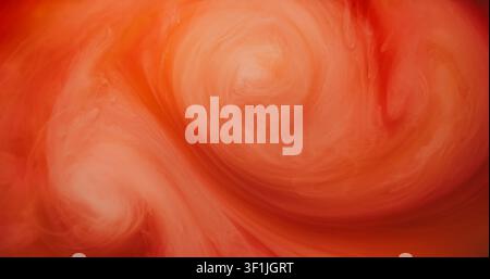 Haze swirl. Paint spiral. Liquid dye stream curl red orange texture. Vivid art fluid defocused vortex color flow abstract background. Stock Photo