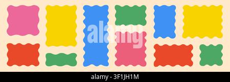 Shape abstract irregular rectangle set. Hand drawn shape abstract irregular rectangle frame banner organic paint line. Sticker paper collage label blob fluid geometric background. Vector illustration Stock Vector