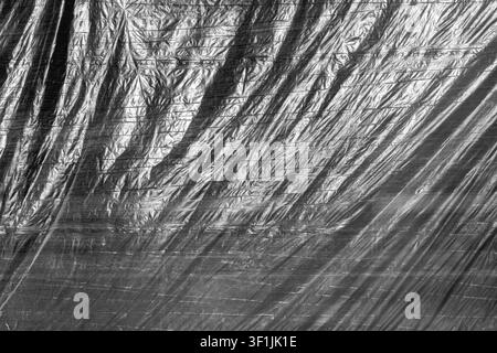 texture of crumpled transparent plastic film. high-detailed background. Stock Photo