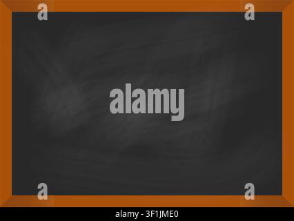 A clean school chalkboard featuring a dark textured surface and a light brown wood frame. Perfect for educational, classroom, or creative backdrops. Stock Vector