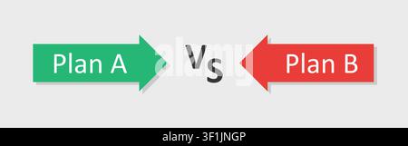 Plan A vs Plan B concept. Conceptual diagram for strategic planning. Hard choice. Simple Vector illustration Stock Vector