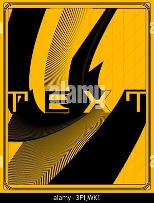 Bold Modern Typography Wall Poster Yellow Background Optical Motion Graphic Stock Vector