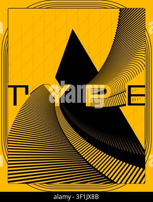 Modern dynamic zigzag visual effect text poster geometric typography wall art print abstract pattern creative graphic design living room canvas decor Stock Vector