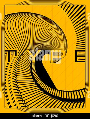 Geometric pattern wall art dynamic zigzag visual effect typography poster abstract text graphic design print contemporary home decor illustration sign Stock Vector