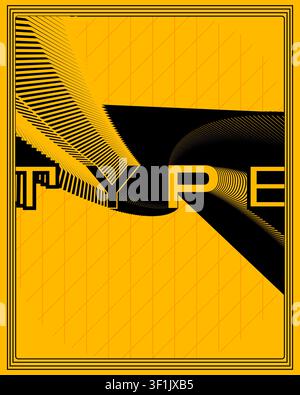 Psychedelic zigzag visual effect typography poster geometric type wall art print modern abstract pattern creative graphic design canvas room artwork Stock Vector