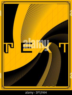 Yellow black abstract typography poster dynamic optical illusion wall art print geometric vector illustration contemporary graphic design home decor Stock Vector