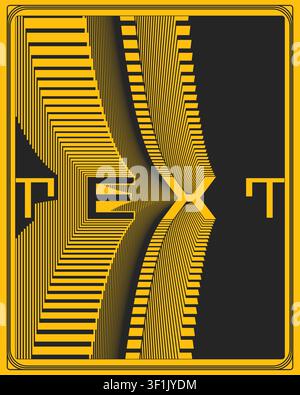 Yellow black dynamic optical illusion text poster minimalist typography wall art print abstract geometric graphic design creative home gallery decor Stock Vector