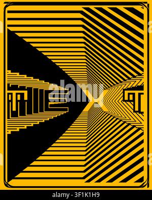 Abstract art deco style poster yellow black decorative geometry lavish aesthetic graphic print for upscale bedroom interior design Stock Vector