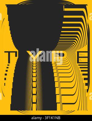 Creative dynamic text typography poster yellow black expressive lettering vector design print for commercial space layout Stock Vector