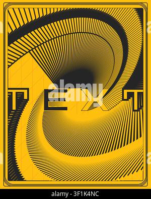 Geometric spiral typography poster high contrast wall art luxury aesthetic black and white print for home staging design Stock Vector