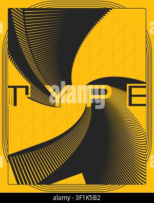 Minimal Modern Typography Wall Poster Yellow Background Optical Motion Design Stock Vector