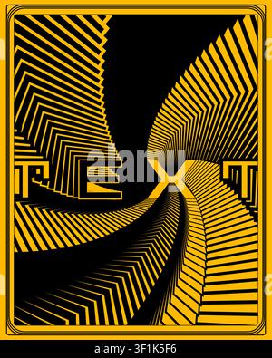 High Contrast Yellow Background Typography Wall Poster Optical Motion Art Stock Vector