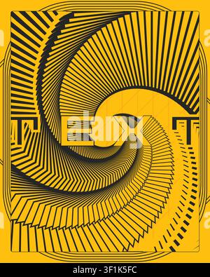 Abstract Modern Typography Wall Poster Yellow Background Optical Motion Art Stock Vector