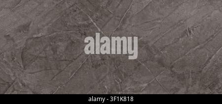 A polished dark grey marble slab with intersecting white and light grey veins. Stock Photo