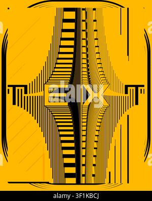 Bold Geometric Typography Poster Zigzag Motion Visual Effect Design Stock Vector