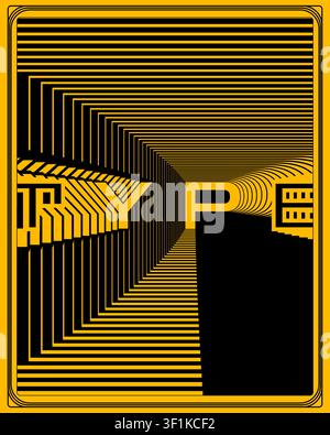 Modern Geometric Type Poster Zigzag Motion Visual Effect Design Stock Vector
