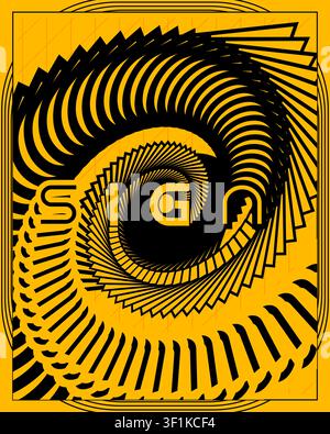 Abstract Geometric Typography Poster Zigzag Dynamic Visual Effect Art Stock Vector