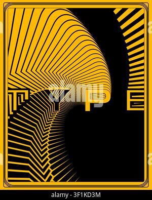 Zigzag Geometric Type Poster Dynamic Visual Effect Modern Art Design Stock Vector