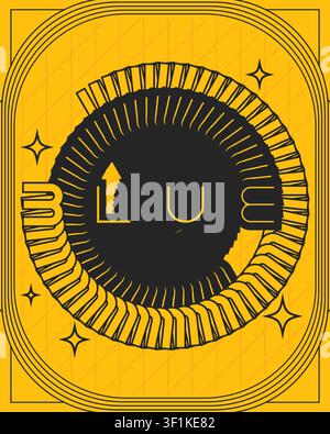 Creative Abstract 3D Typography Text Poster Yellow Black Motion Design Stock Vector