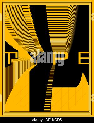 Modern Yellow Retro Typography Poster Lightning Bolt Background Art Design Stock Vector
