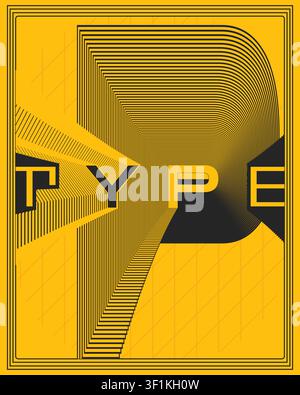 Modern Retro Text Poster Yellow Background Lightning Bolt Art Stock Vector